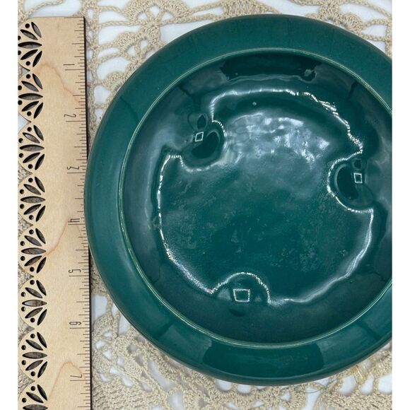 TWO Vintage Saucer Planters Bonsai Succulents Retro Green White MCM - Picture 7 of 8